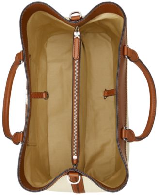 Lauren Ralph Lauren Marcy Straw & Leather Satchel - Macy's