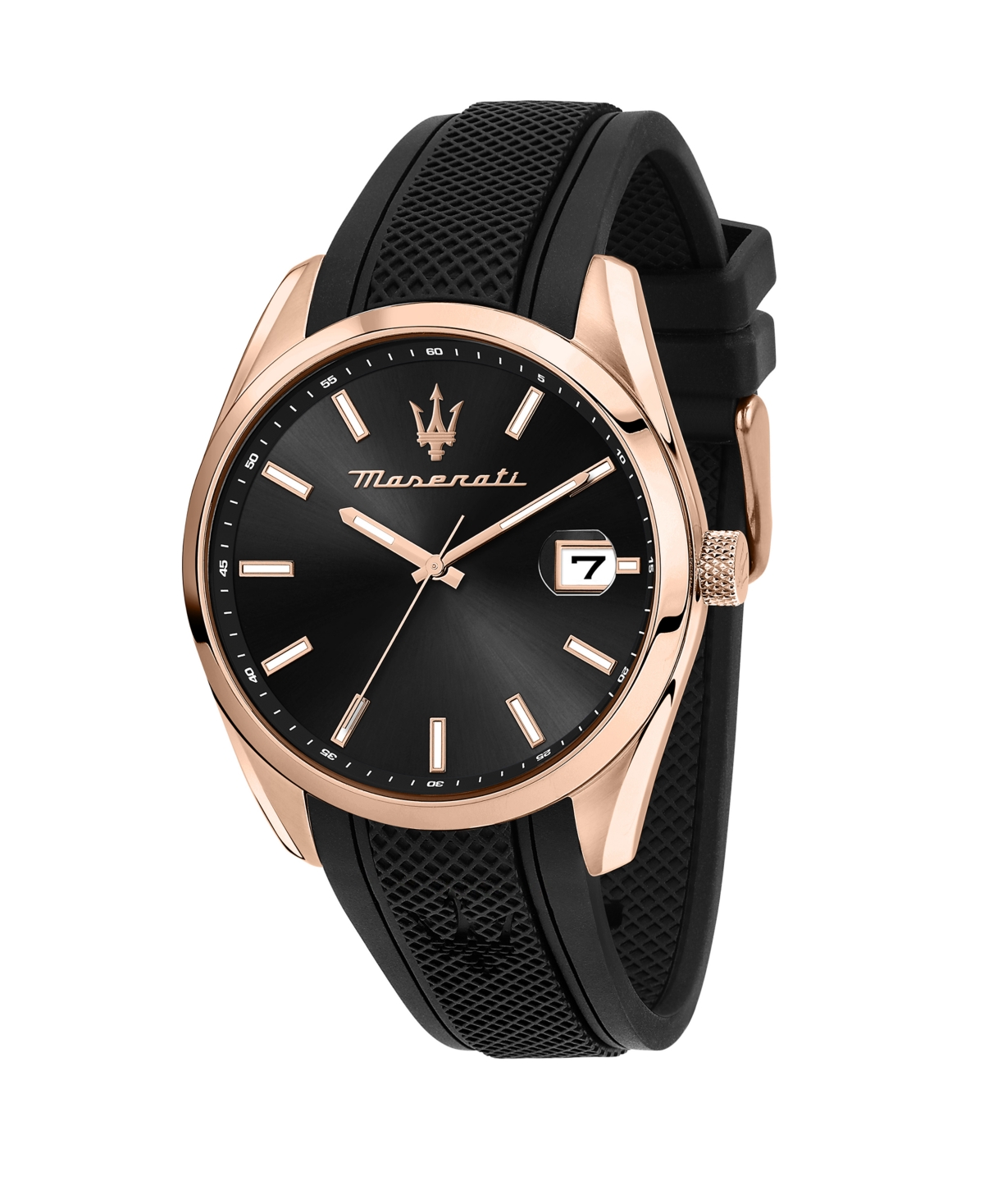 Men's Date Black Silicone Watch, 43mm - Black