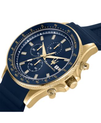 Men's Chronograph Blue Silicone Watch, 44mm