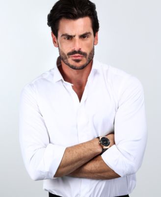 Men's Date Black Metal Band Watch, 42mm