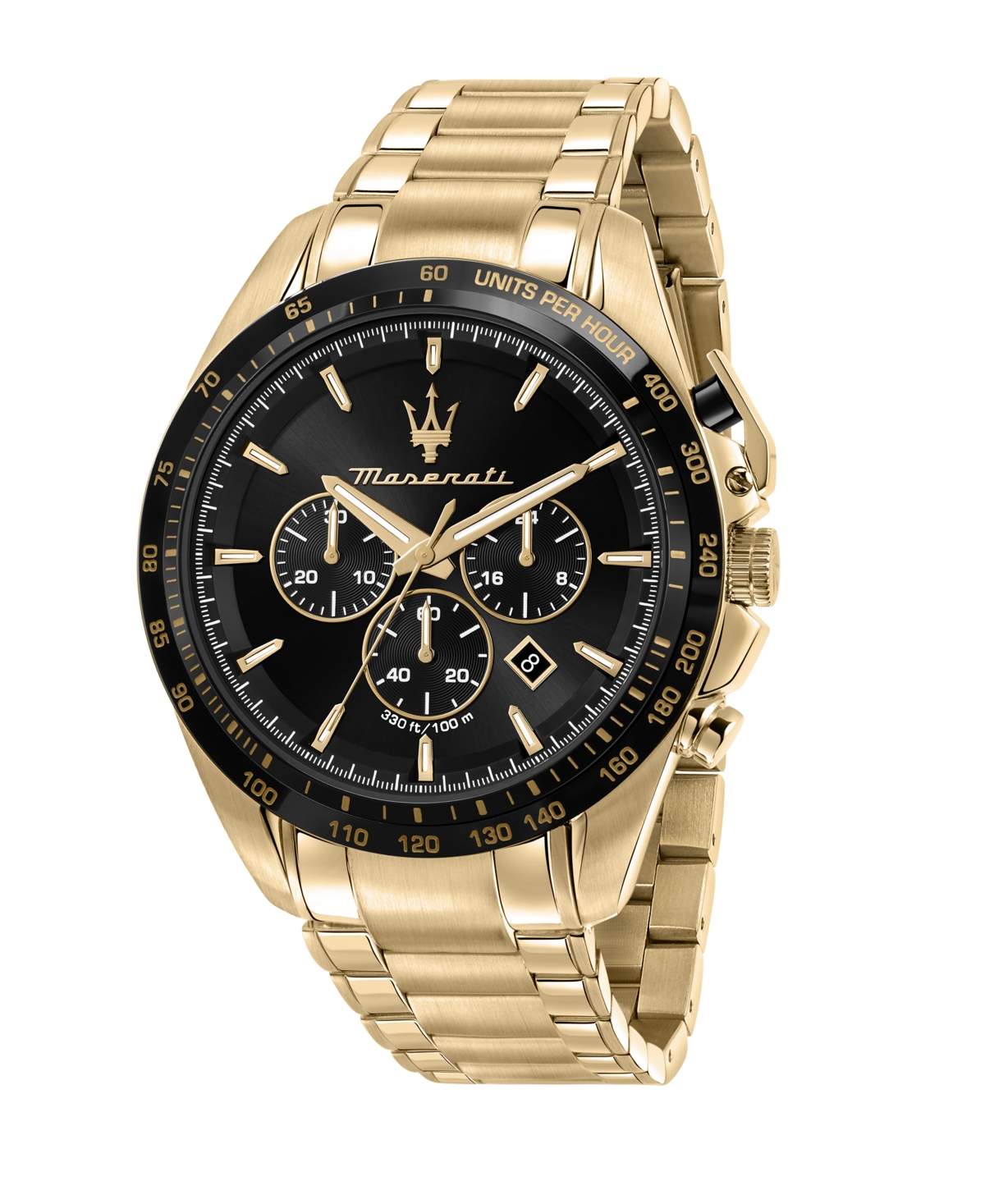Men's Chronograph Gold Metal Band Watch, 45mm - Gold