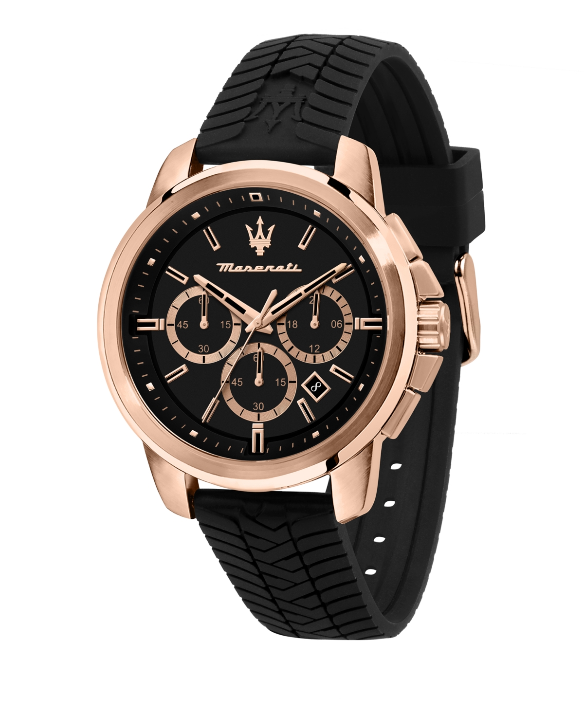 Men's Chronograph Black Silicone Watch, 44mm - Black