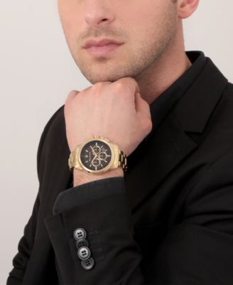 Men's Date Gold Metal Band Watch, 44mm