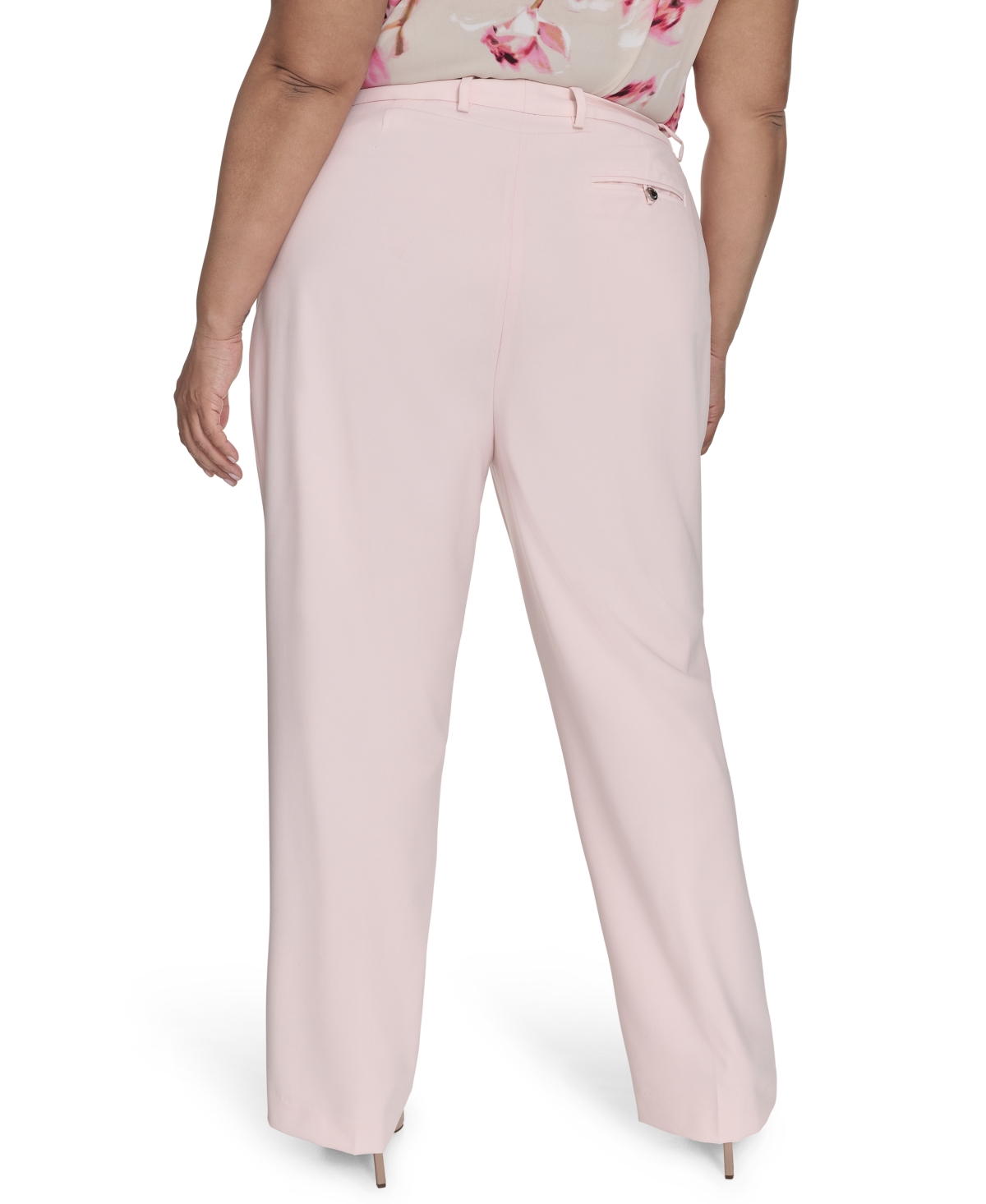 Shop Calvin Klein Plus Size Modern Fit Mid-rise Straight Pants In Parfait