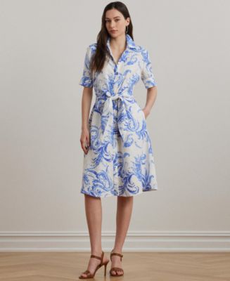 RALPH LAUREN プリントワンピース tie front Amazon.com: Lauren Ralph Lauren Beach Club Solid Tie Front