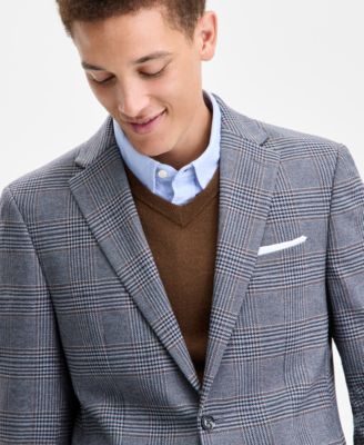Men's Modern-Fit Gray & Brown Plaid Sport Coat