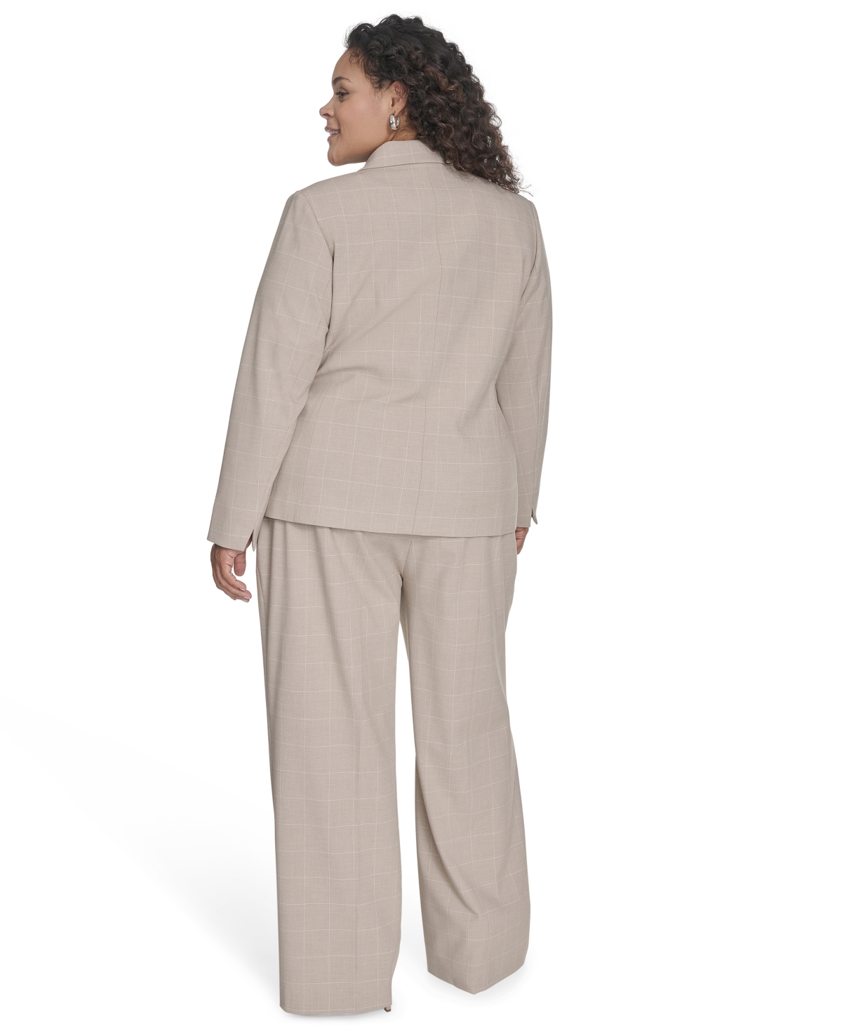 CALVIN KLEIN PLUS SIZE WINDOWPANE DOUBLE-BREASTED JACKET 