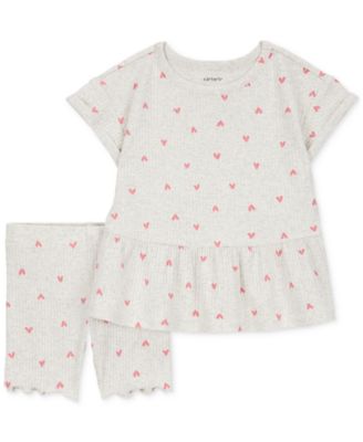 Carter's - Toddler Girls Heart-Print Top & Shorts, 2 Piece Set