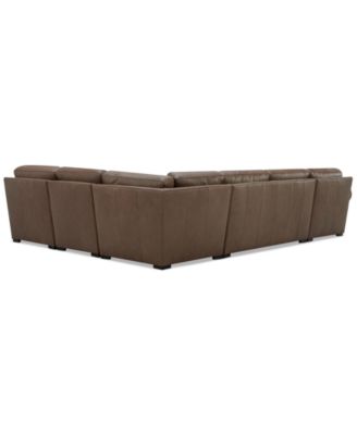 Radley Roll Arm 139" 5-Pc. Leather Square Corner Chaise Sectional, Exclusively at Macy's