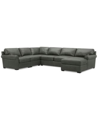 Radley Roll Arm 139" 5-Pc. Leather Square Corner Chaise Sectional