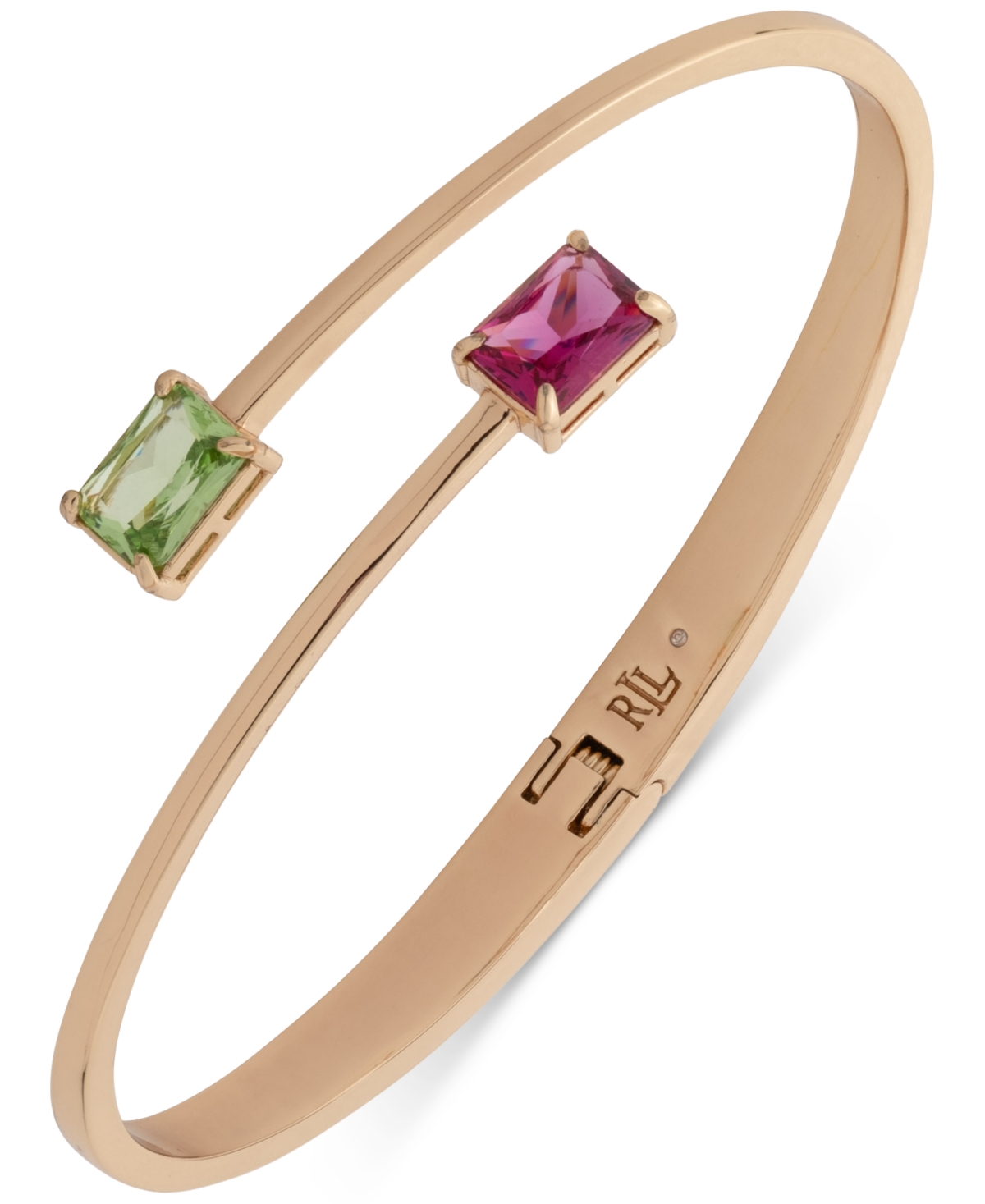 Ralph Lauren Gold-tone Stone Bypass Cuff Bracelet In Fuchsia