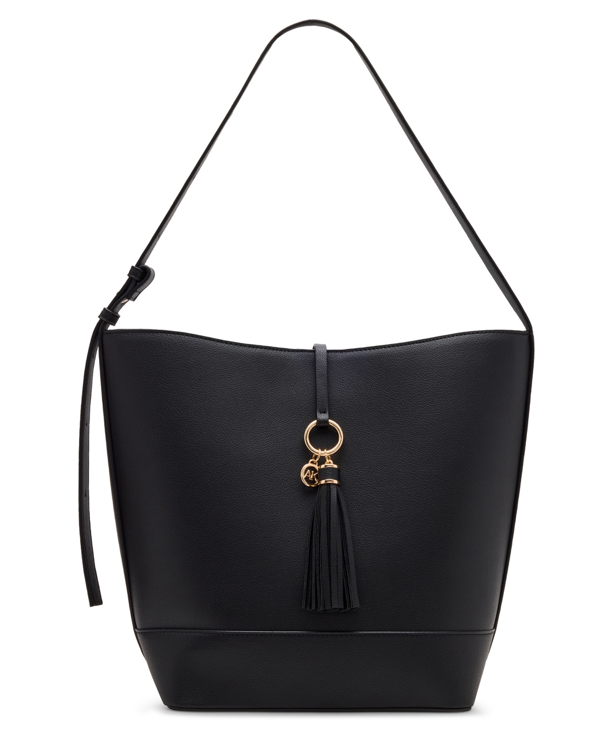 Shop Anne Klein Tassel Large Hobo Bag In Black