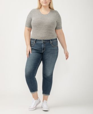 Plus Size Boyfriend Mid Rise Slim Leg Jeans