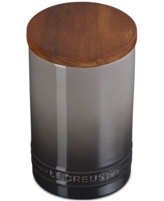 Stoneware Signature Canister with Wood Lid, 26-Oz.