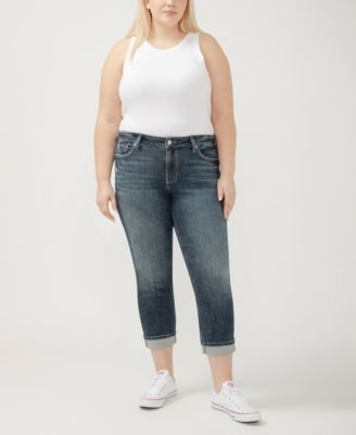 Plus Size Suki Mid Rise Curvy Fit Straight Crop Jeans