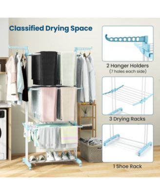 4-tier Clothes Drying Rack with Rotatable Side Wings and Collapsible Shelves