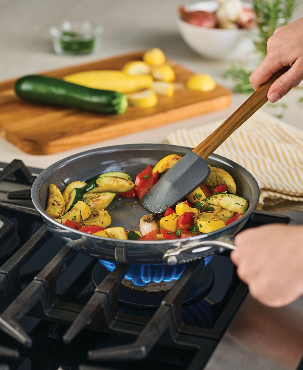 Anolon Everlast Ceramic Nonstick 11-pc. Cookware Set In Stainless Steel