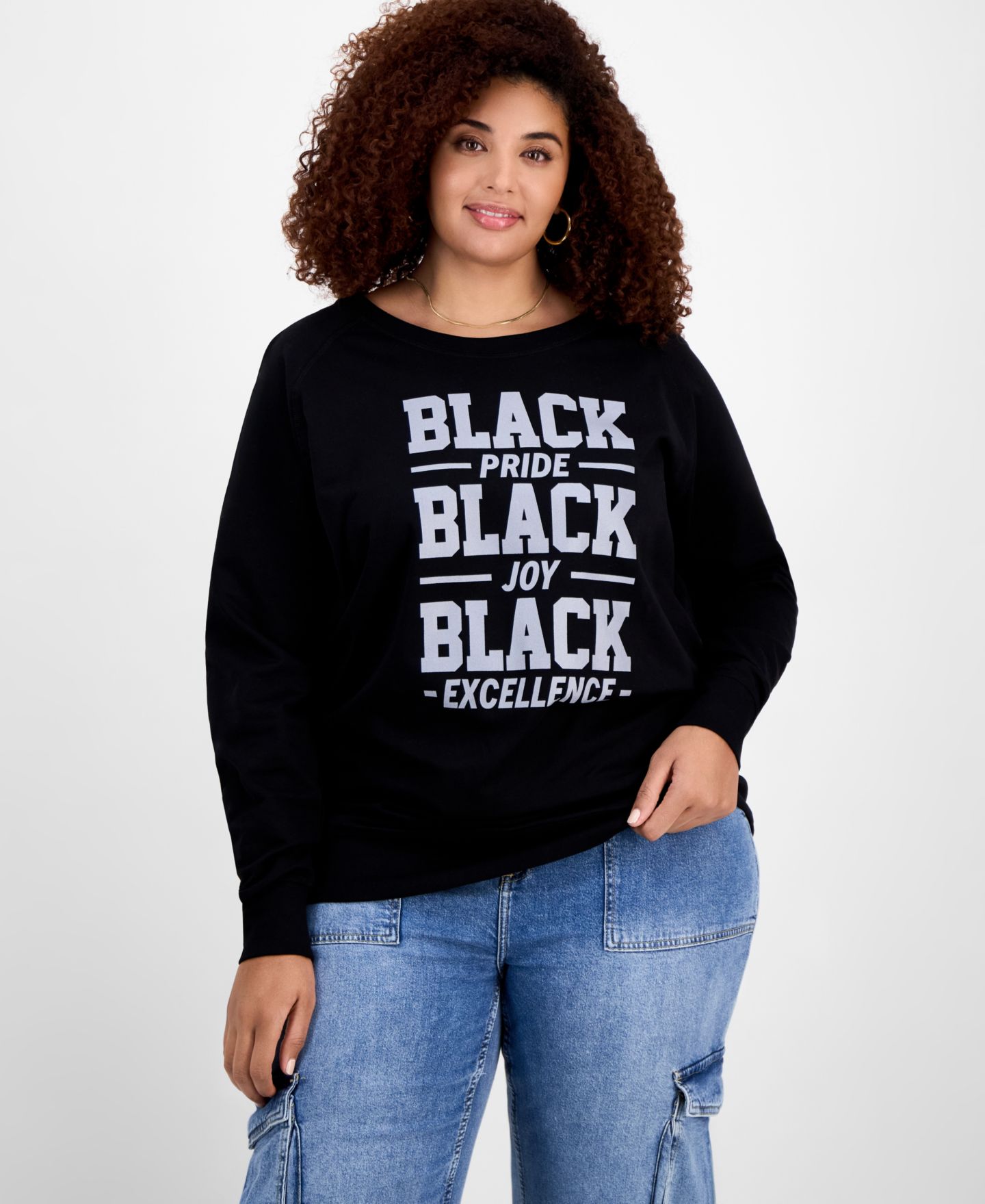 Женская футболка Hybrid Apparel Trendy Plus Size Black History Month Graphic Long Sleeve, цвет: Чёрный — фото 1