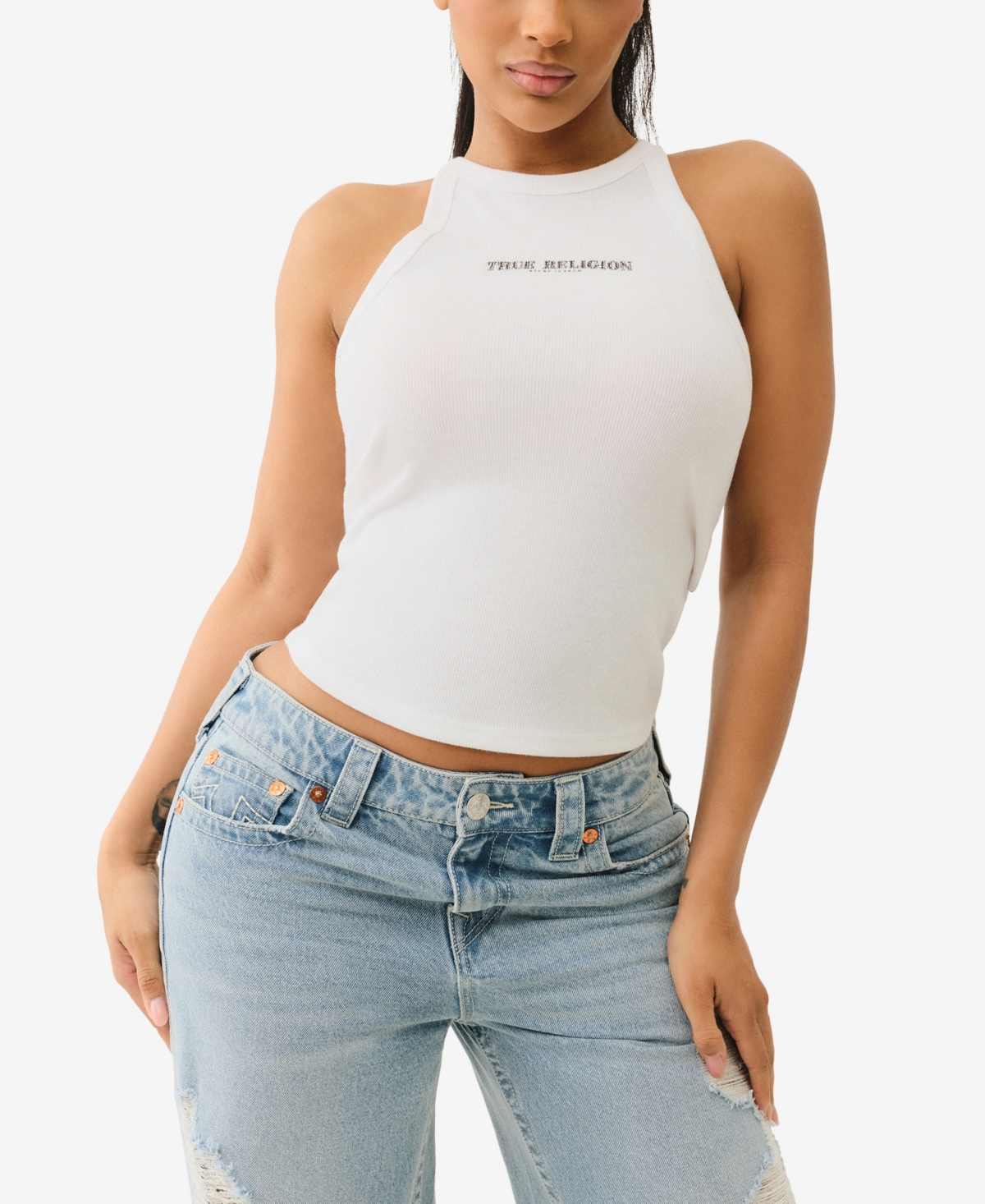 True Religion Sleeveless Vest In Optic White