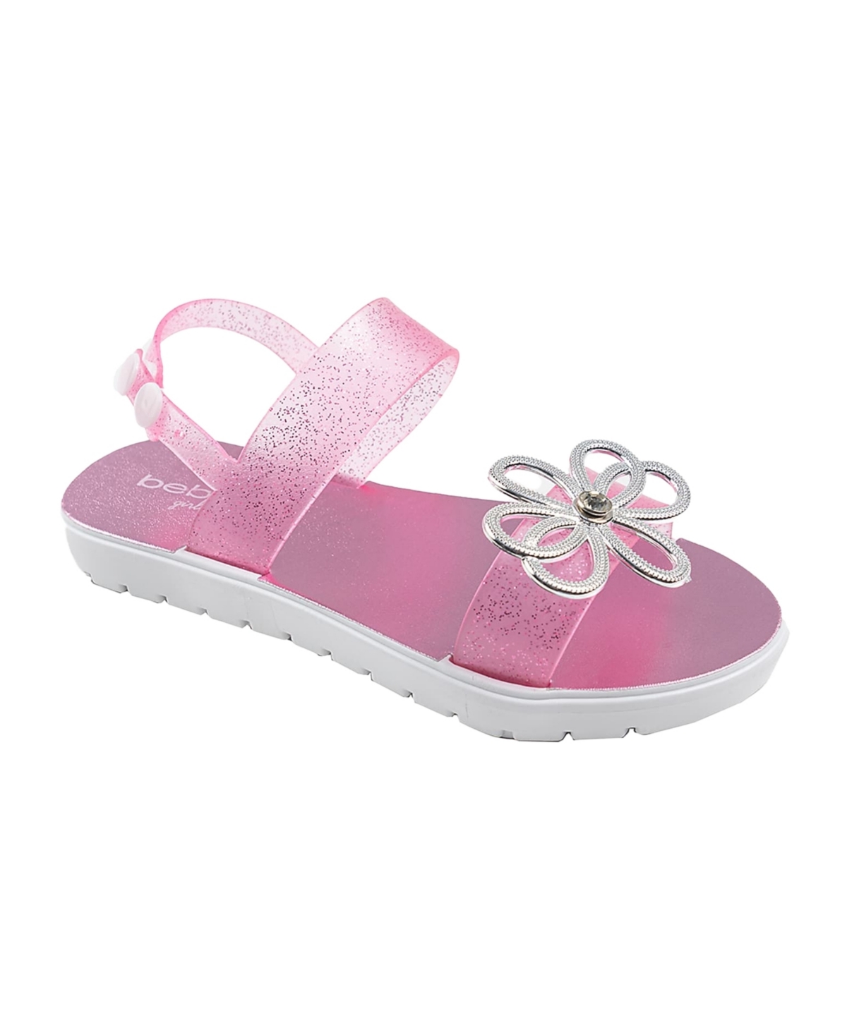 Bebe Little Girls Sparkly Summer With Rhinestone And Bow Sandals In Fuchsia
