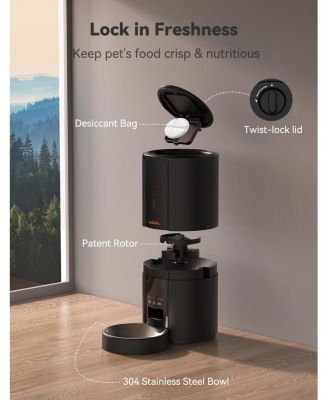 Automatic Cat Feeders,5L WiFi Pet Feeder with APP,Schedule Feeding Pet Dry Food Dispenser for Cats,10s Voice Recording,Up to 10 Meals per Day,Black