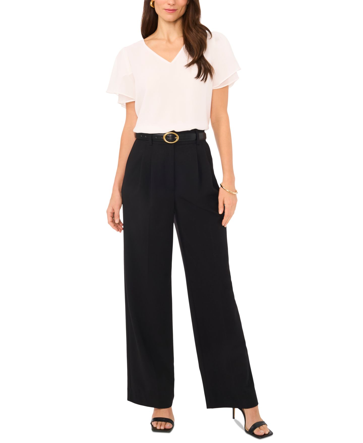 Женская блузка Vince Camuto V-Neck Tulip Sleeve Blouse, цвет: Слоновая кость — фото 2