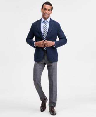 Men's Classic-Fit Stretch Midnight Herringbone Knit Sport Coat
