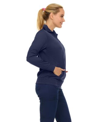 Women's Scrub Jackets for Woman, Zip Front Nurse Jacket, 4-Way Stretch Fabric Warm Up Coat Pewter