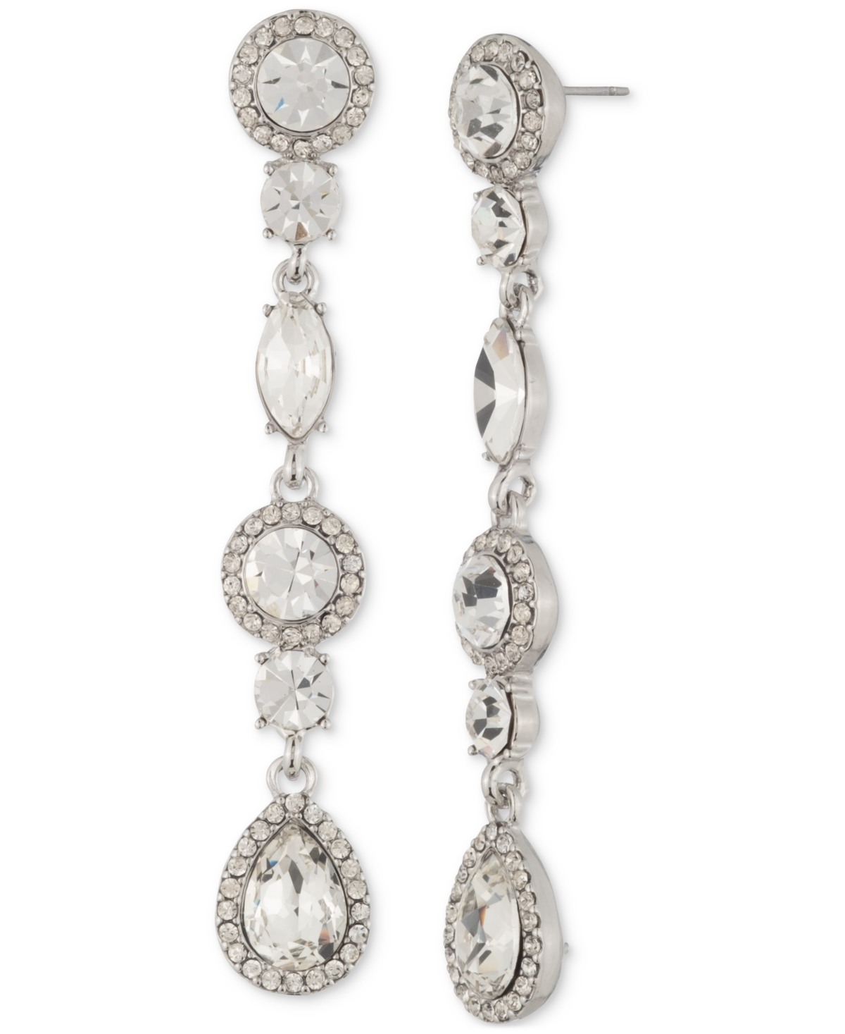 Givenchy Mixed Crystal Halo Linear Drop Earrings In Silver