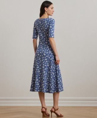 Women's Floral Stretch Cotton Midi Dress
