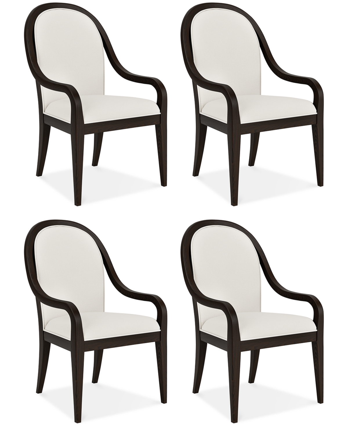 Macy's Mazen 4-pc. Arm Chair Set In White