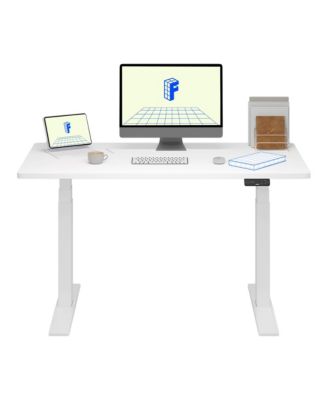 E7-COMMERCIAL 55  W Electric Adjustable Standing Desk, Rectangular Chipboard Top & Base, All White