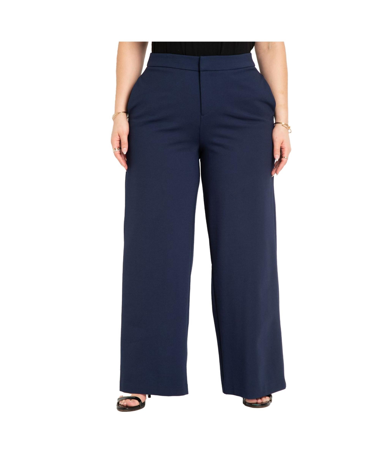 Eloquii Plus Size Tall The Ultimate Stretch Wide Leg Pant - Maritime blue