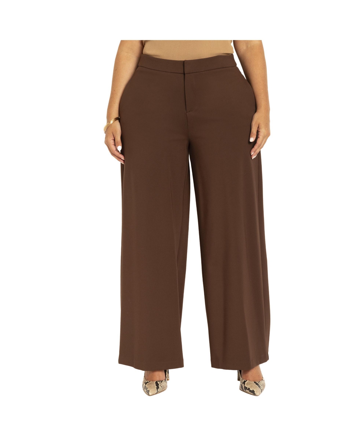 Eloquii Plus Size Tall The Ultimate Stretch Wide Leg Pant - Chicory coffee