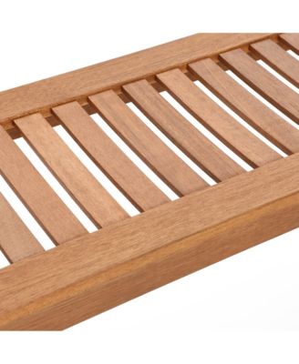 Natural Solid Wood 47.2-Inch Long Rectangle Sloping Seat Outdoor Bench