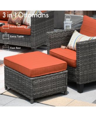 5 Piece Patio Furniture, Outdoor Furniture Sets, Modern Wicker Patio Furniture Sectional and 2 Pillows, All Weather Garden Patio Sofa, Backyard