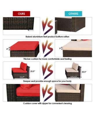 5PCS Outdoor Patio Rattan Furniture Set Sectional Conversation