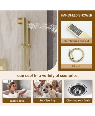 Body Jets With Handheld Shower Ceiling-Mounted Thermostatic Shower System