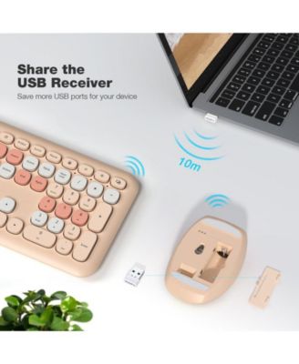 Wireless Keyboard and Mouse Combo, 2.4G Slim Full-Sized Ergonomic Keyboard Mouse for PC Desktop Laptops Windows