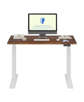 E7-COMMERCIAL 48  W Electric Adjustable Standing Desk, Black Walnut Top, White Base