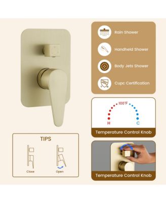 All-In-One Thermostatic Shower System with LED Light and Body Jets