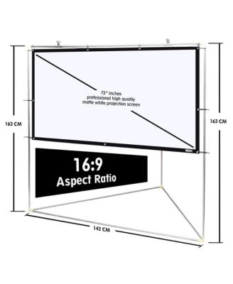 Outdoor Projector Screen – 72" Portable Viewing Display with Frame Stand, HD 16:9 Display