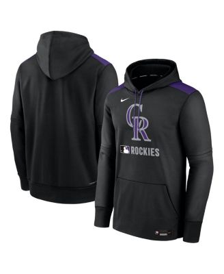 Men's Black Colorado Rockies Authentic Collection Performance Pullover Hoodie