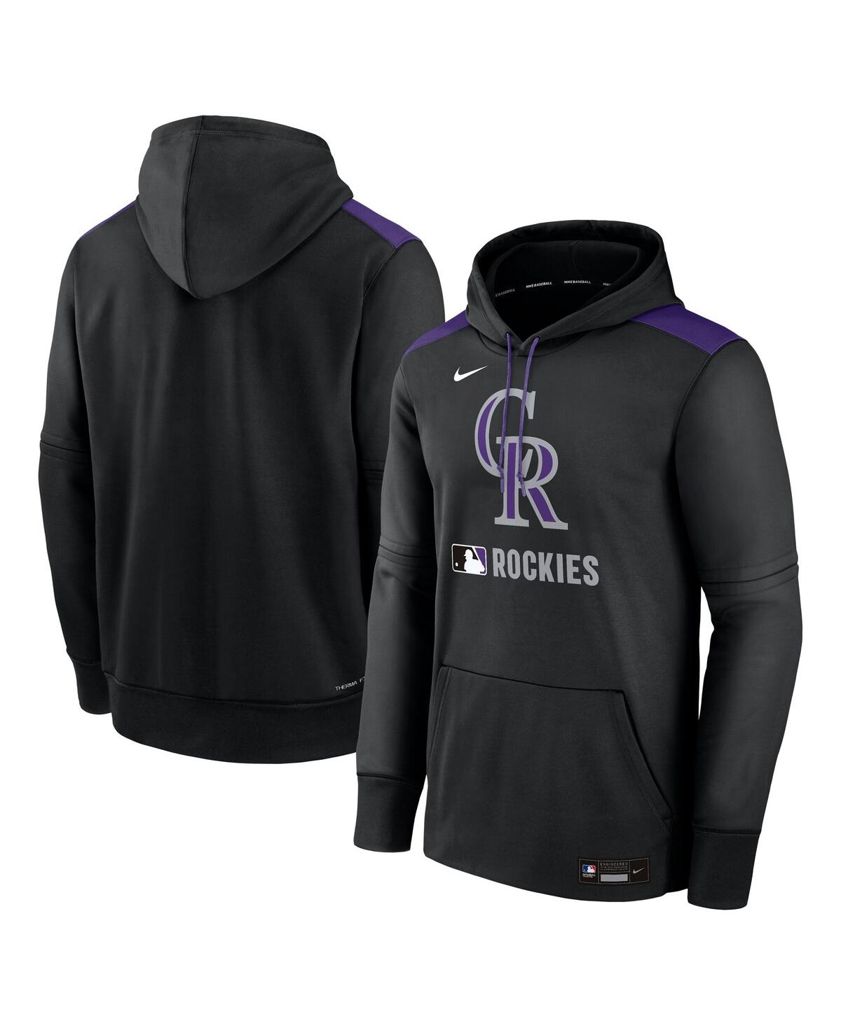 Nike Men's Black Colorado Rockies Authentic Collection Performance Pullover Hoodie In Black