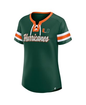 Women's Green Miami Hurricanes Iconic Athena Lace-Up T-Shirt