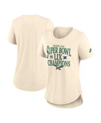 Nike - Women's Natural Philadelphia Eagles Super Bowl LIX Champions Retro Logo Tri-Blend Scoop Neck T-Shirt