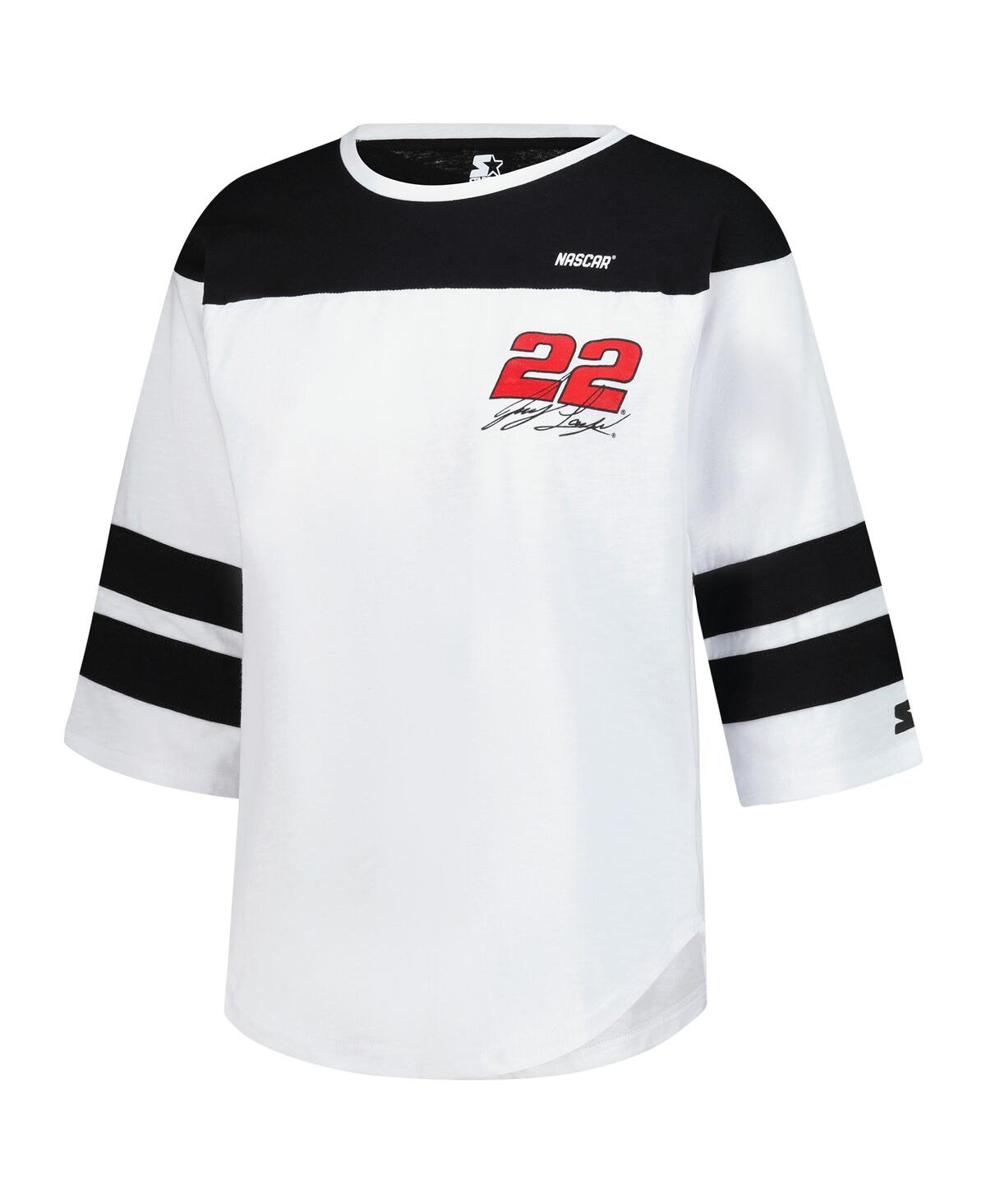 Starter Women's White Joey Logano Grand Slam 3/4-sleeve T-shirt In White,black
