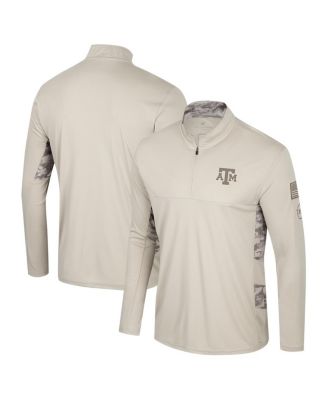 Colosseum - Men's Natural Texas A M Aggies OHT Military Appreciation Quarter-Zip Jacket