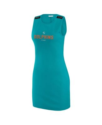 x Gracie Hunt Women's Aqua Miami Dolphins Ribbed Tank Dress