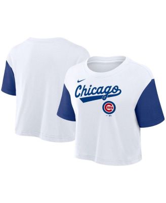 Nike - Women's White/Royal Chicago Cubs Script Cropped Performance T-Shirt
